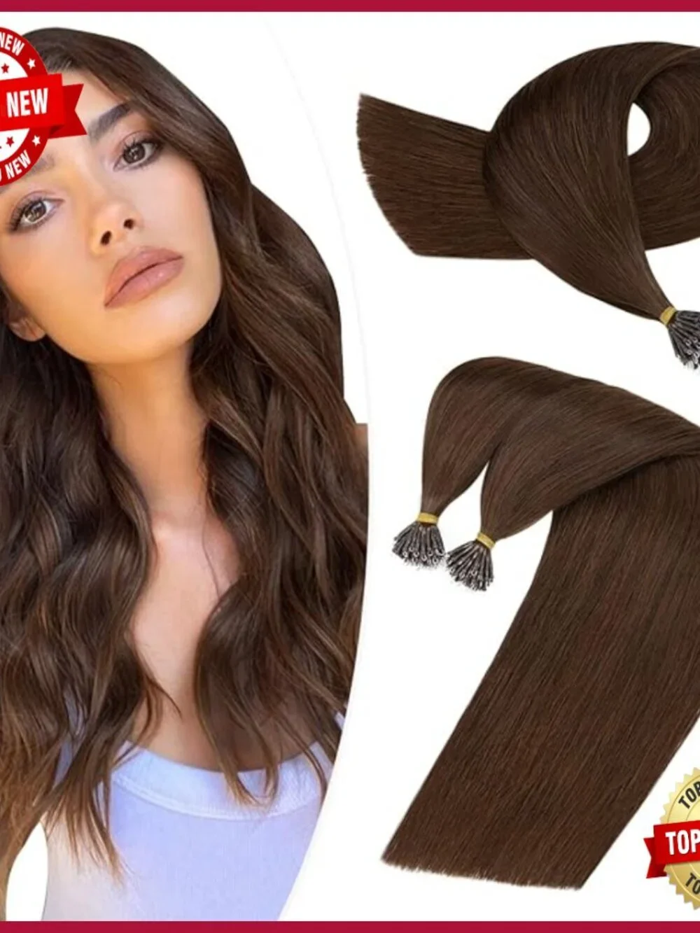 24 Inch Human Hair Extensions Nano Bead Pre Bonded 50g Pack